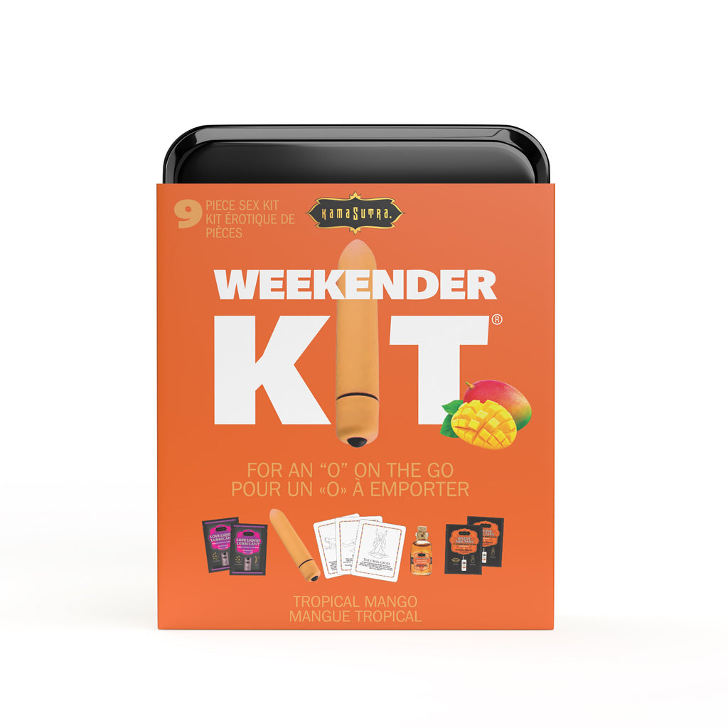 WEEKENDER KIT VIBE Tropical Mango Includes: Oil of Love, Reusable 10 speed mini vibe, Massage Oil, Love Liquid and Erotic Playcards.