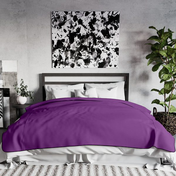 Fascinator Lush Throw  Purple Microvelvet - King Size on a bed, perfect for adult toys and pleasure toys.