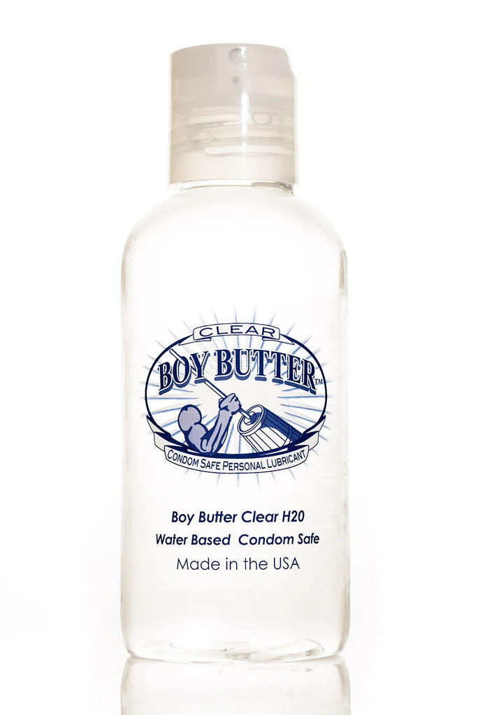 Clear Formula 4 oz. Boy Butter Clear H2O water-based personal lubricant for intimate wellness and sexual health.