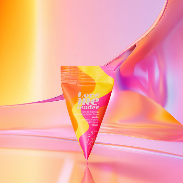BERLINGOTS LOVE ME TENDER-MASSAGE OIL-VANILLA 10ML/0.33FL.OZ. in colorful packaging