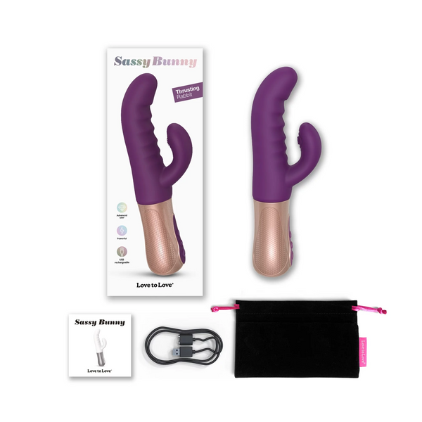 SASSY BUNNY - PURPLE RAIN, a dual motor G-spot vibrator for enhanced pleasure, perfect for couples and individual use.