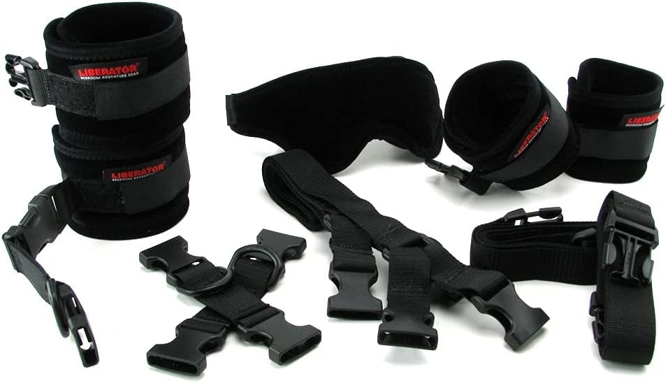 Bed Buckler Tether and Cuff Restraint Kit Black Microfiber for couples toys Idaho