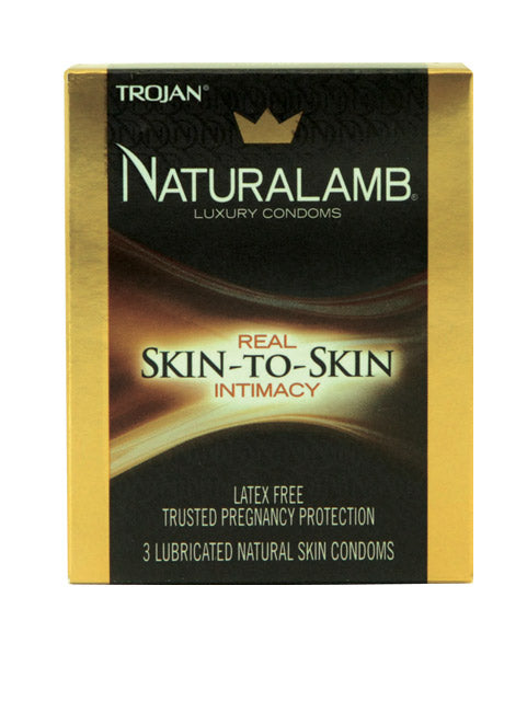 3pk - NATURALAMB Lubricated condom packaging for intimate pleasure