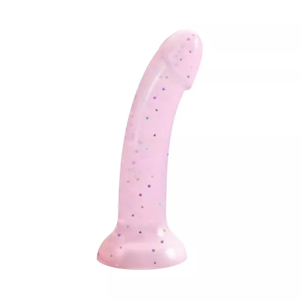 DILDOLLS - STARLIGHT pink silicone dildo with glitter for pleasure.