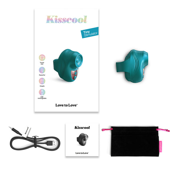 KISSCOOL - IRIDESCENT TEAL tiny stimulator with accessories