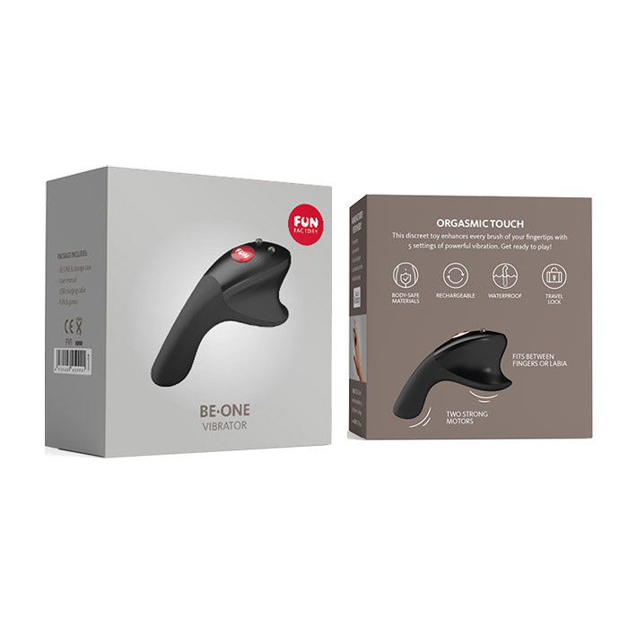 BE·ONE vibrator packaging showcasing discreet design and features.