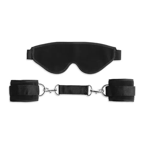 Bond Cuff Kit Black Microvelvet with blindfold and cuffs