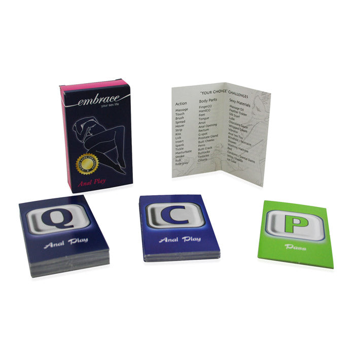 Card Game - Anal Play packaging and challenge cards for couples exploring anal play and enhancing intimate wellness.