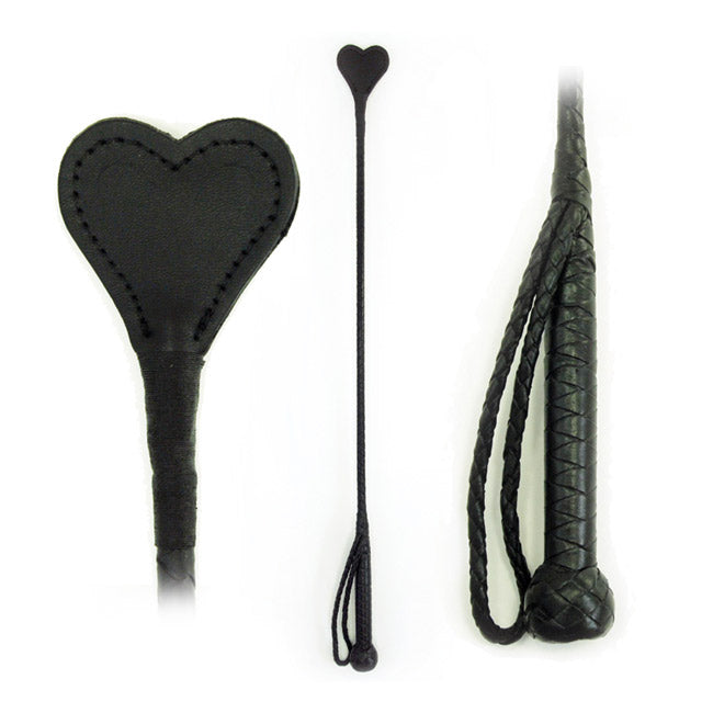 Riding Crop Heart Leather 26in - premium sex toys Idaho
