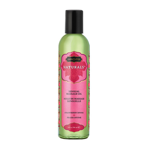 Naturals Massage Oil Strawberry Dreams (8oz) for sensual massage and intimate wellness, perfect for adult toys and sexual health.