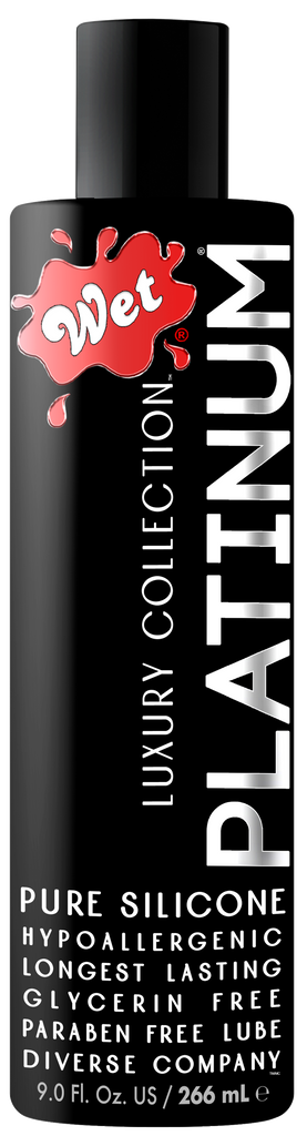 Platinum Silicone Based Sex Lube 9 Ounce bottle for use with sex toys, adult toys, and intimate wellness.