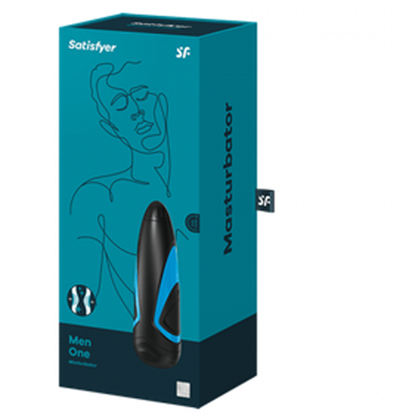 Men One - black, blue sex toy in packaging, premium adult toys Idaho.