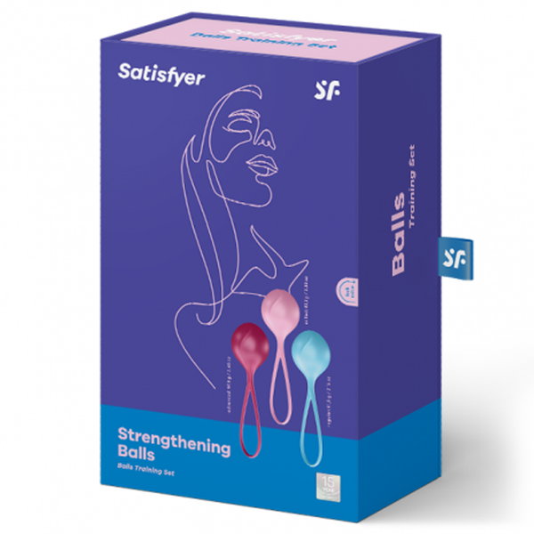 Strengthening Balls (set of 3) - turquoise, red, pink in packaging