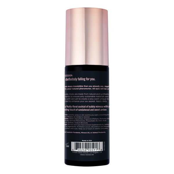 SIMPLY SEXY PHEROMONE BODY MIST - HEAD OVER HEELS - 3.35 floz | 99mL, featuring a flirty fruity-floral scent for intimate wellness.