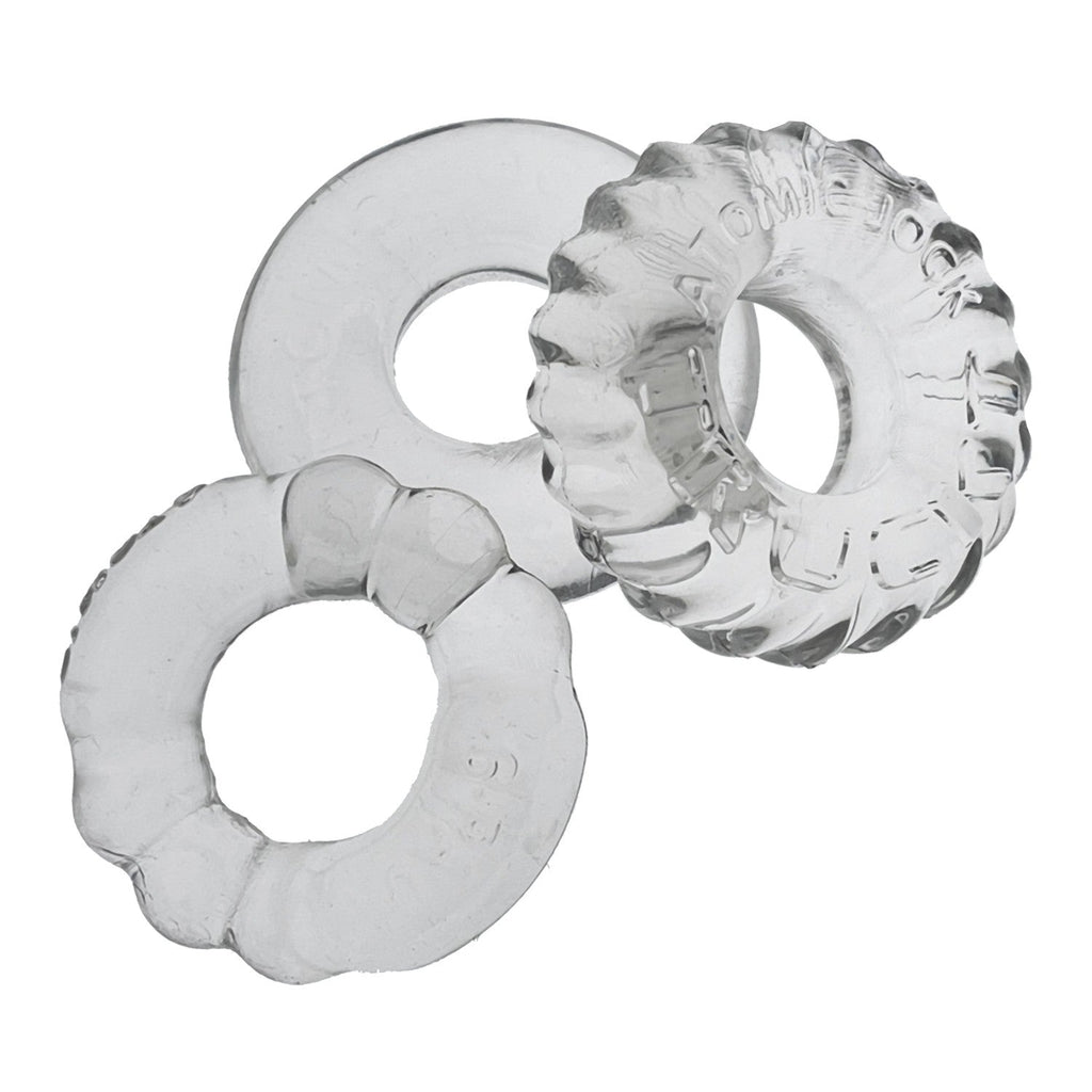 BONEMAKER 3-pack boner cockring kit - CLEAR featuring three clear pleasure rings for enhanced intimate experiences.