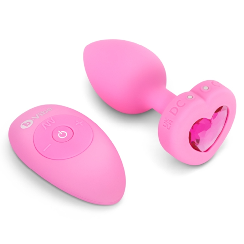VIBRATING HEART PLUG S/M with remote for playful intimacy