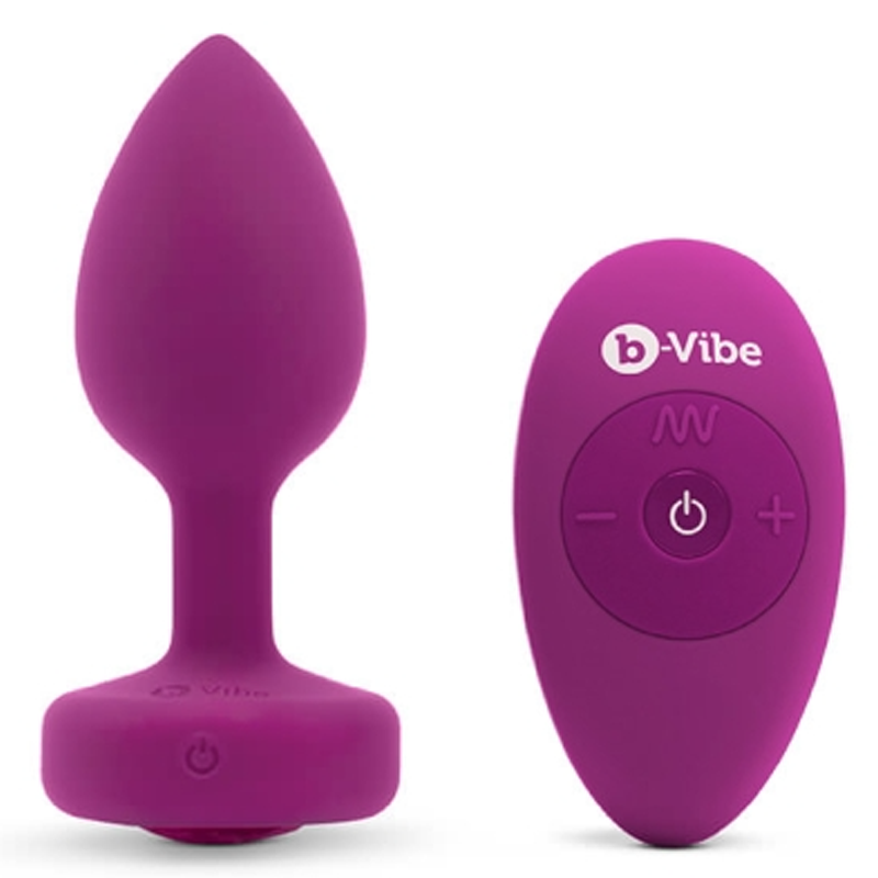 VIBRATING JEWEL PLUG | S/M | FUCHSIA with remote control for enhanced pleasure | adult toys for couples | premium sex toys.
