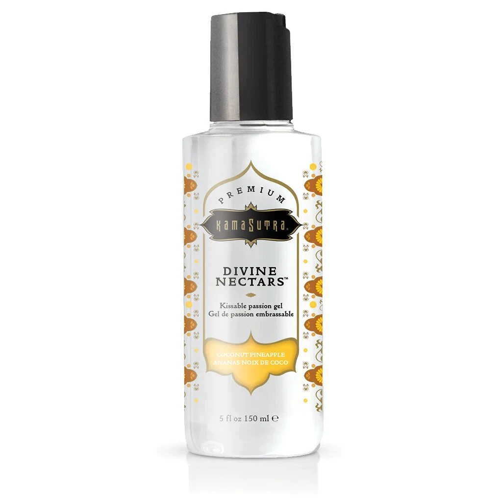 Divine Nectars Flavored Body Glide Coconut Pineapple 5 fl oz from Kama Sutra, perfect for enhancing intimacy with flavors.