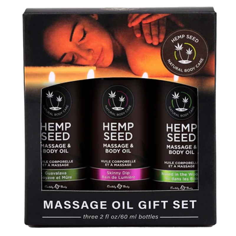 Massage Oil Trio Gift Set: Naked in the Woods, Skinny Dip, Guavalava 2 fl oz / 60 ml for pleasure shop Boise
