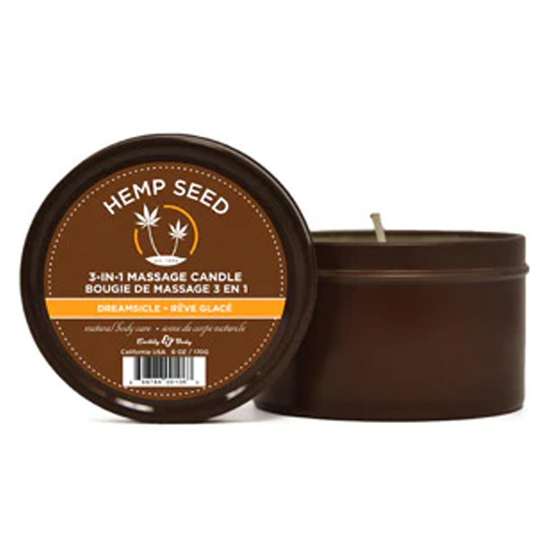 3-in-1 Massage Candle Dreamsicle 6 oz / 170 g for calming ambiance and massage oil.