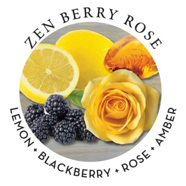 3-in-1 Massage Candle Zen Berry Rose 6 oz / 170 g ingredients: lemon, blackberry, rose, amber