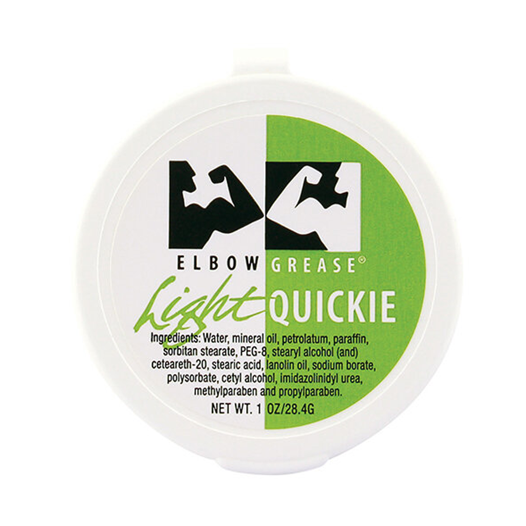 Light Cream Quickie 1oz lubricant for enhancing pleasure with sex toys, featuring a thinner, creamy feel for intimate wellness.