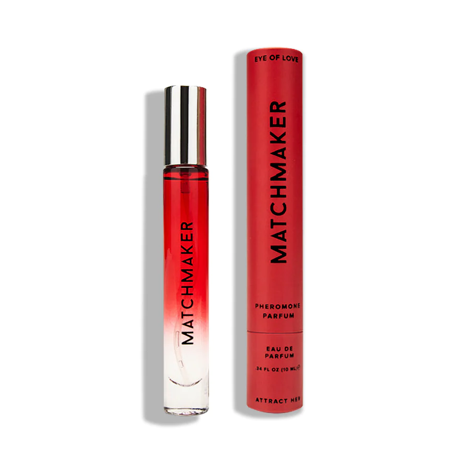 Matchmaker Red Diamond LGBTQ Pheromone Parfum - Attract Her - 10ml / 0.33 fl oz with vibrant red packaging.