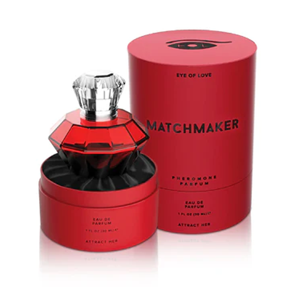 Matchmaker Red Diamond LGBTQ Pheromone Parfum - Attract Her - 30ml / 1.0 fl oz in red bottle and box.