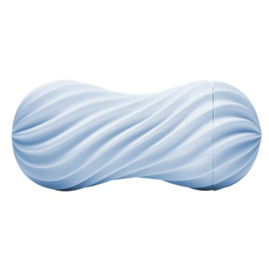 FLEX BUBBLY BLUE sex toy featuring dynamic spiral ribbing for pleasurable stimulation and intimacy.