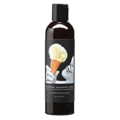 Edible Massage Oil Vanilla  8 fl oz / 237 ml bottle with playful design for sensual massages and intimate wellness.