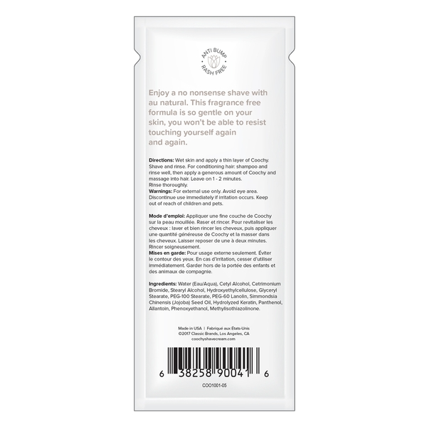 Shave Cream Au Natural 0.5 fl oz  |  15mL - FOIL packaging, gentle shaving formula, intimacy toys Idaho