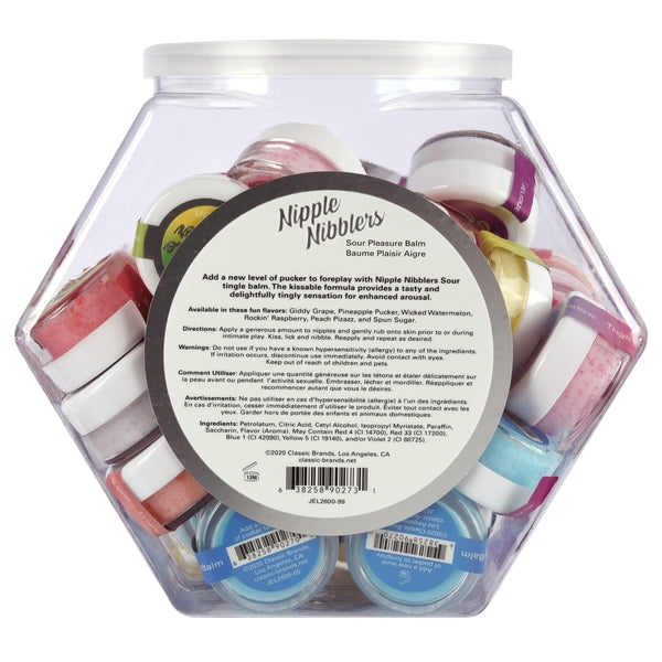 NIPPLE NIBBLERS Sour Pleasure Balm Assorted 3g Bowl of 36 - DISPLAY for intimate wellness and sexual health.
