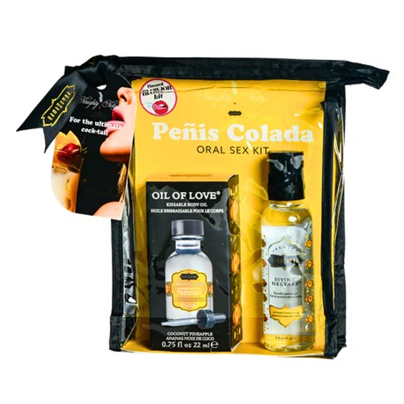 ORAL SEX COCKTAIL KIT - Penis Colada (Coconut Pineapple) 2oz Divine Nectar / .75oz Oil of Love in packaging