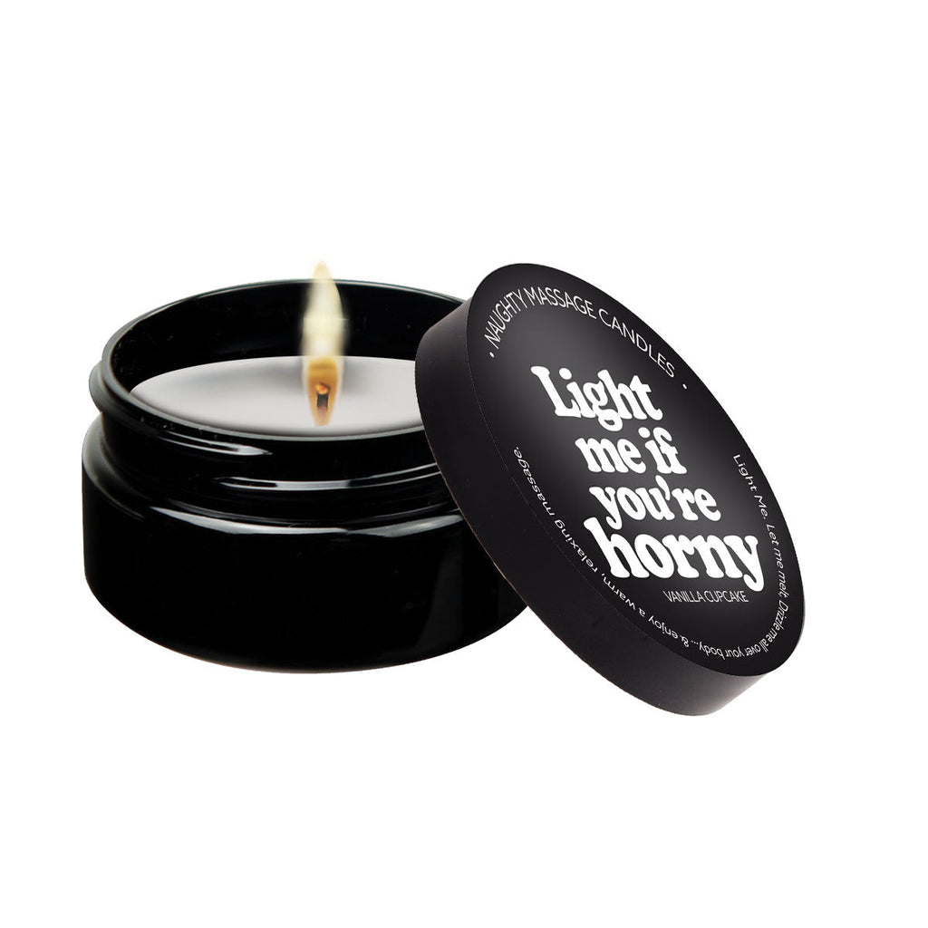 Light Me If You're Horny - Naughty Mini Massage Candle for intimacy.