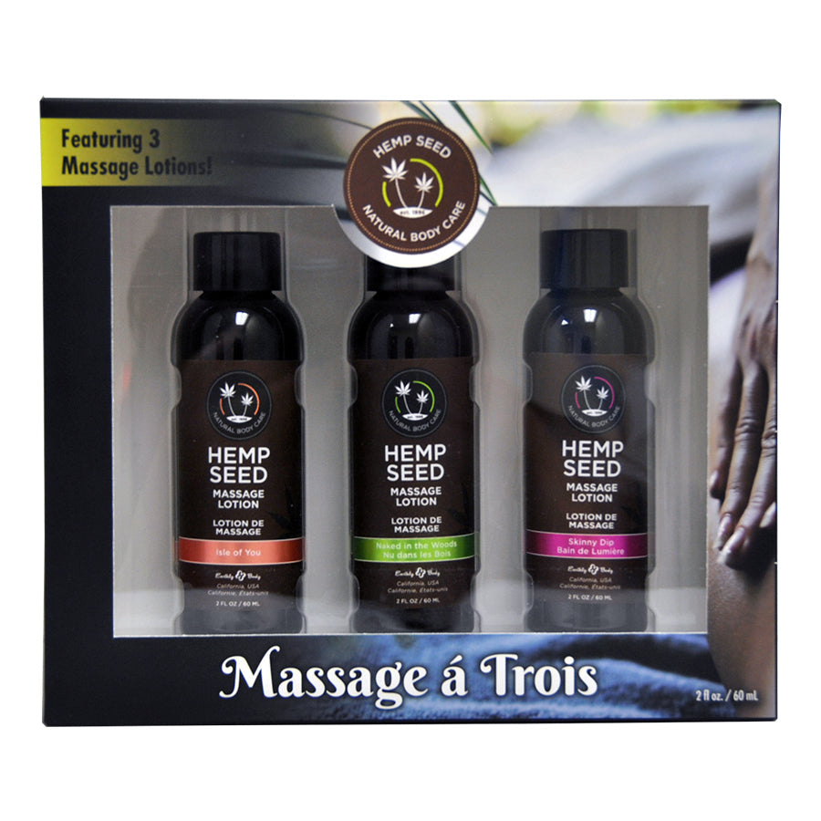 Massage-a-Trois Gift Set with hemp seed massage lotions
