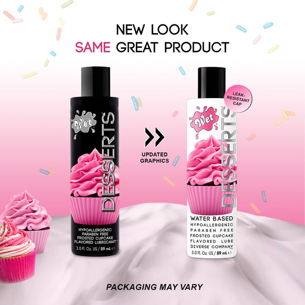 Desserts Frosted Cupcake 3oz flavored lubricant bottles for adult toys and sexual health.