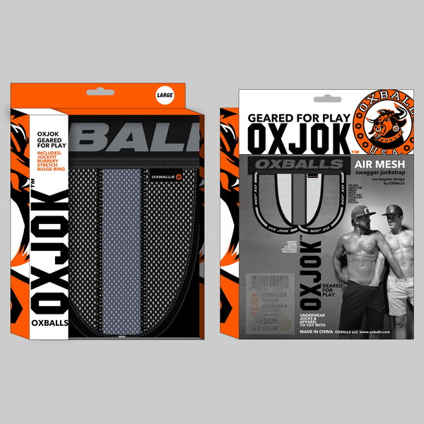 AIRMESH swagger jockstrap, TAR BLACK, LARGE packaging OXBALLS