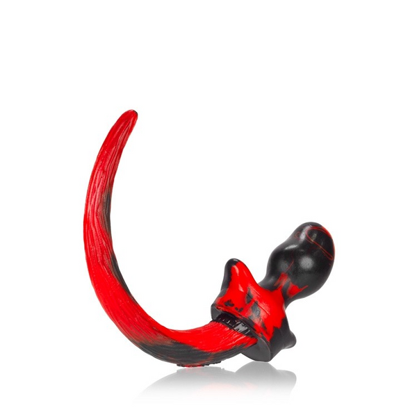 BEAGLE, puppy tail buttplug, RED SWIRL, Medium in silicone