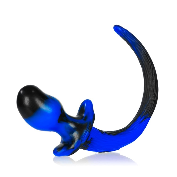 BULLDOG, puppy tail buttplug, POLICE SWIRL, Large in blue and black, premium sex toys for intimate wellness.