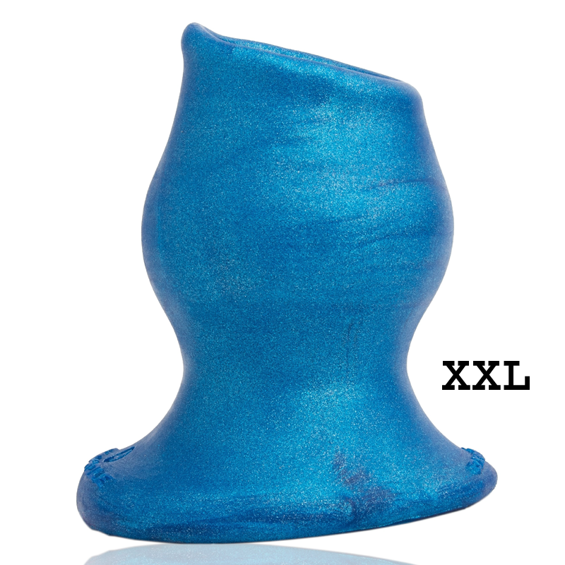 PIGHOLE MORPH-5, hollow plug, BLUEBALLS, XX-Large in blue silicone