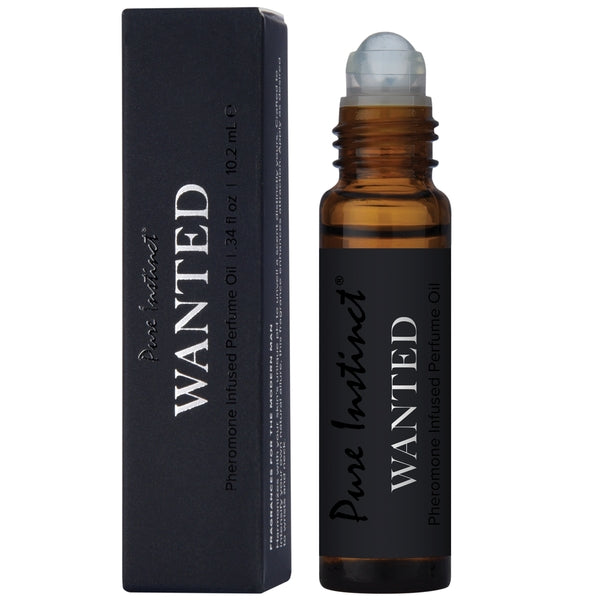 Wanted -10.2ml Pure Instinct Men's Collection Pheromone Perfume Oil bottle and box