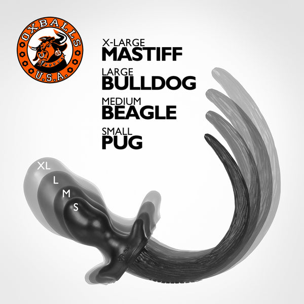 BEAGLE puppy tail buttplug BLACK Medium size options diagram