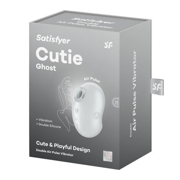Cutie Ghost (White) air pulse vibrator packaging featuring cute design, perfect among sex toys for couples and adults.