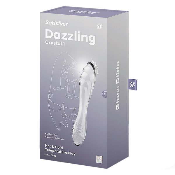 Satisfyer Dazzling Crystal - Transparent glass dildo packaging