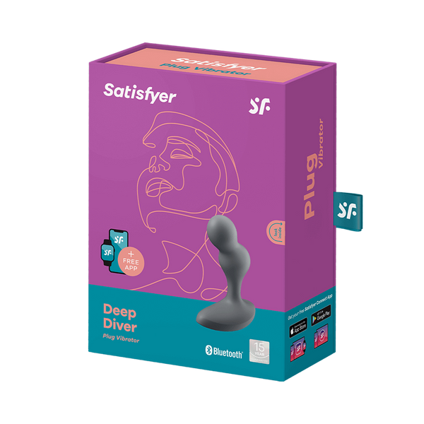 Satisfyer Deep Diver Connect App - Grey sex toy packaging