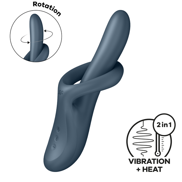 Heat Flex 4 - Grey rabbit vibrator with rotation, vibration, and heat