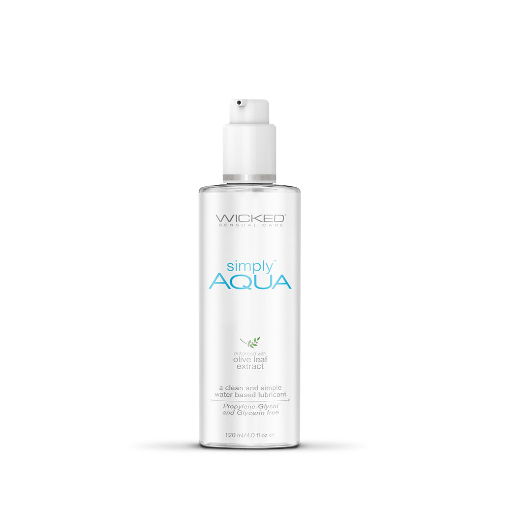 Simply Aqua 4oz - a clean water-based lubricant for sex toys, enhancing pleasure safely and naturally.