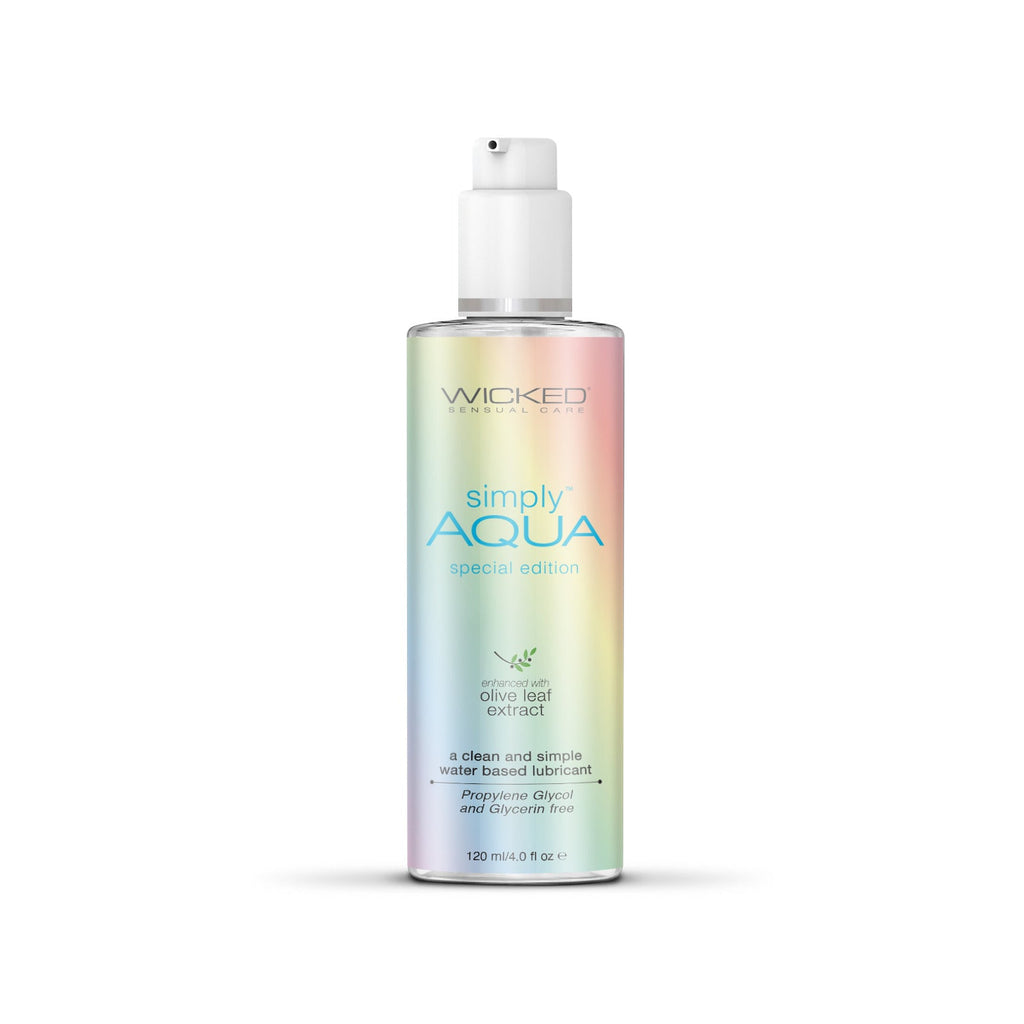 Simply Aqua Special Edition 4 oz. water-based lubricant for sexual wellness and pleasure enhancement.