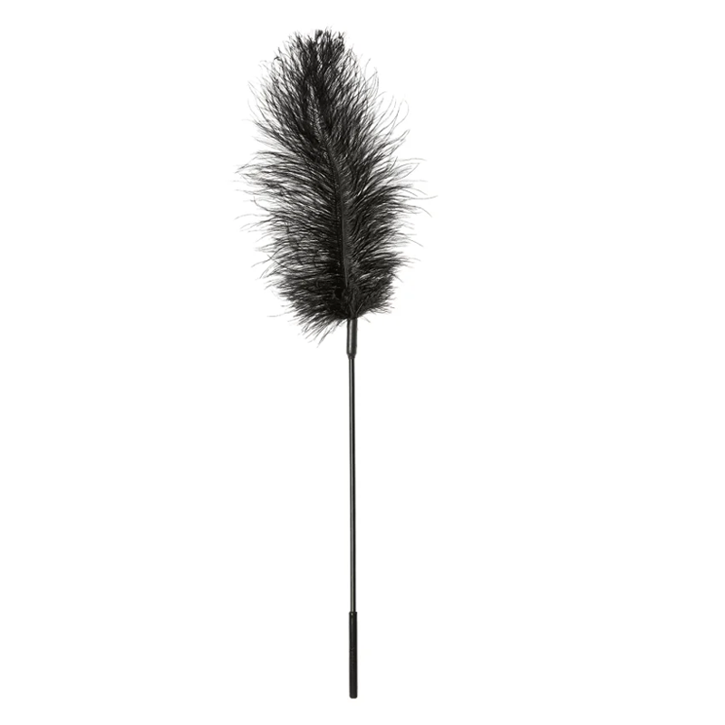 Ostrich Tickler, Black wand for playful teasing and intimacy, perfect for couples and pleasure toys.