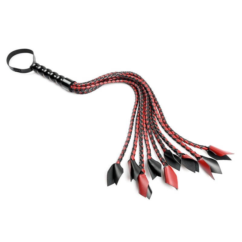Saffron Braided Flogger with thick braided falls, perfect for impact play and enhancing pleasure toys experience.